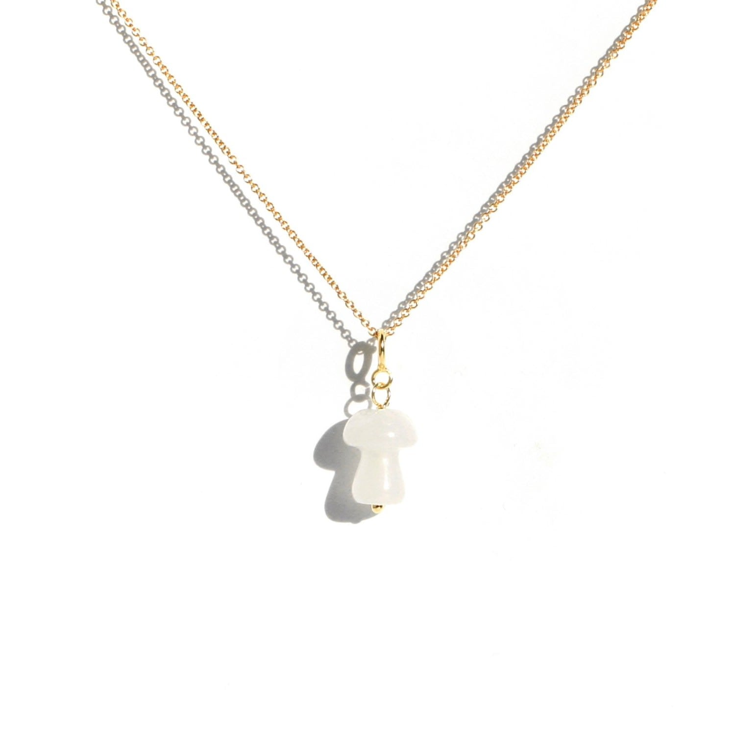 Jade Mushroom Pendant Necklace - White