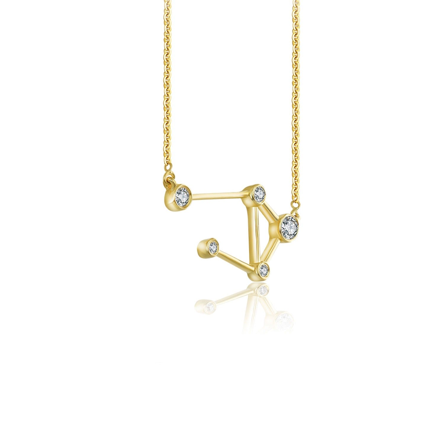 Libra Zodiac Constellation Necklace 18K Yellow Gold & Diamond
