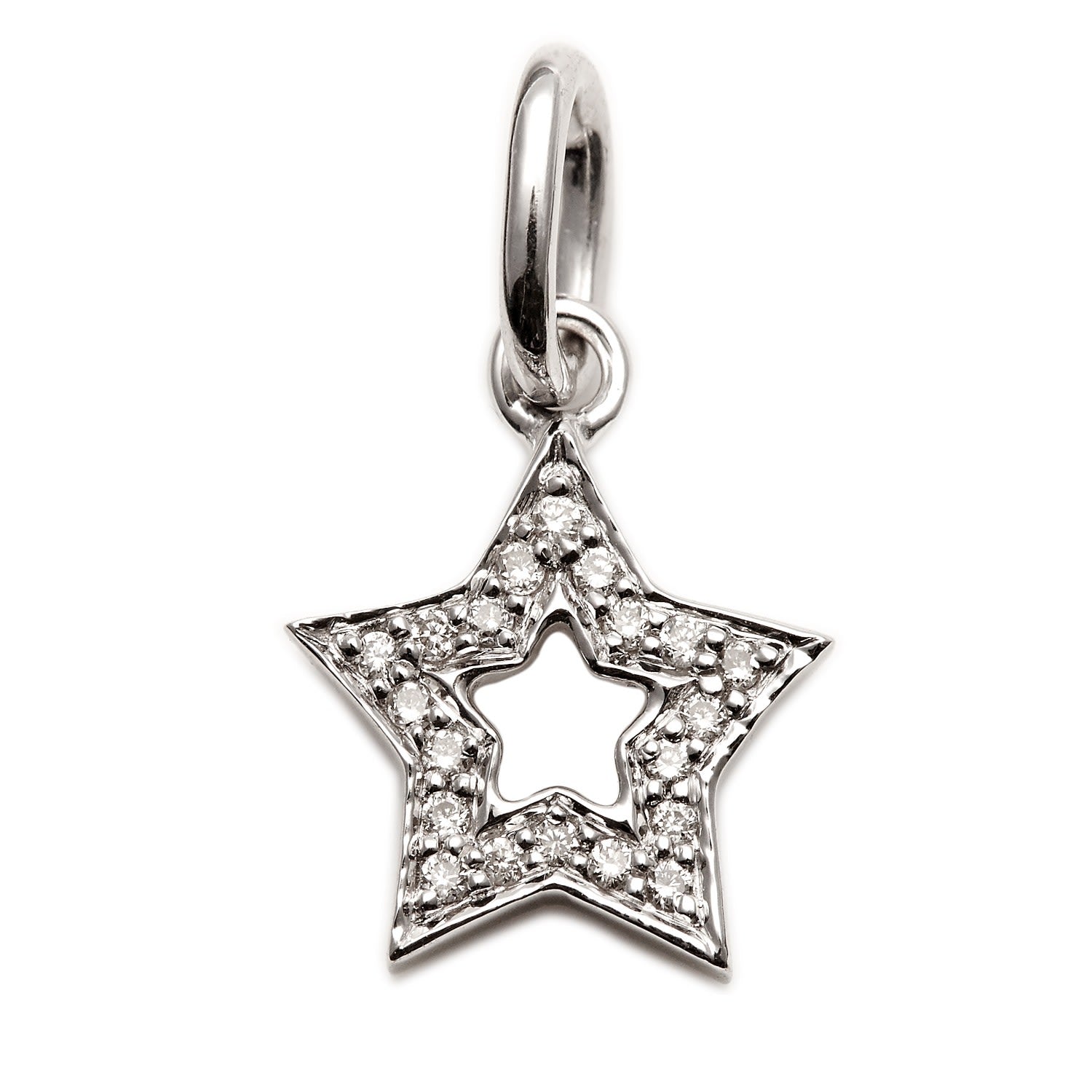 Diamond Studded Super Star Pendant In White Gold