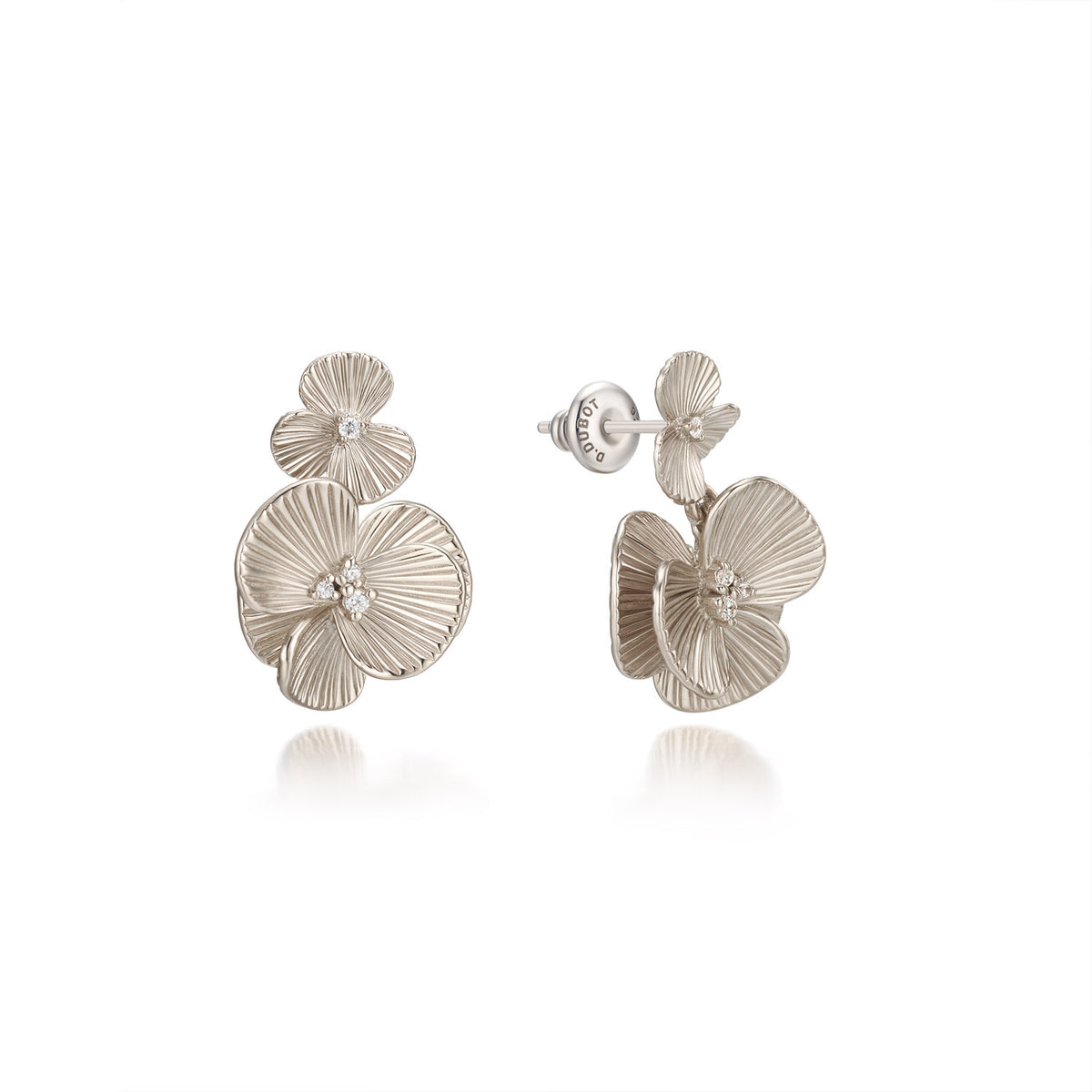 La D. D Poppy Flower Silver Drop Earring