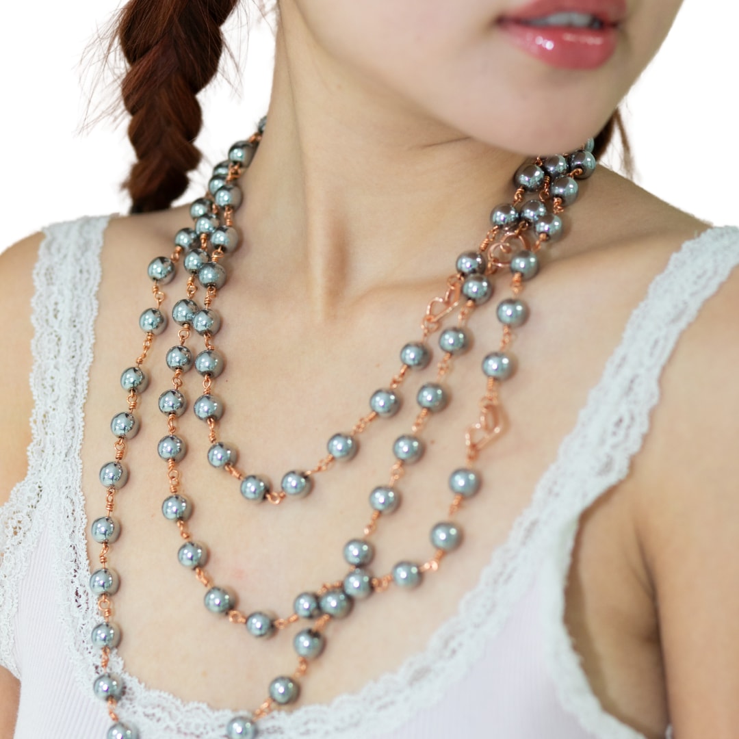 La Princesa Socialite Hematite Layered Necklace