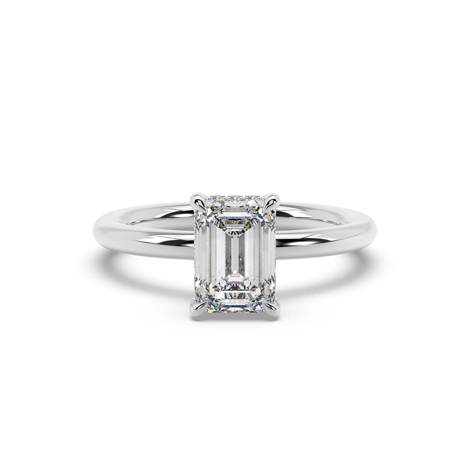 Lab Grown Emerald Cut Diamond Cocktail Ring In 14K White Gold