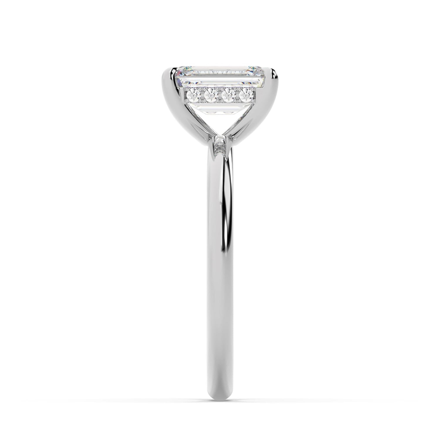 Lab Grown Emerald Cut Diamond Cocktail Ring In 14K White Gold