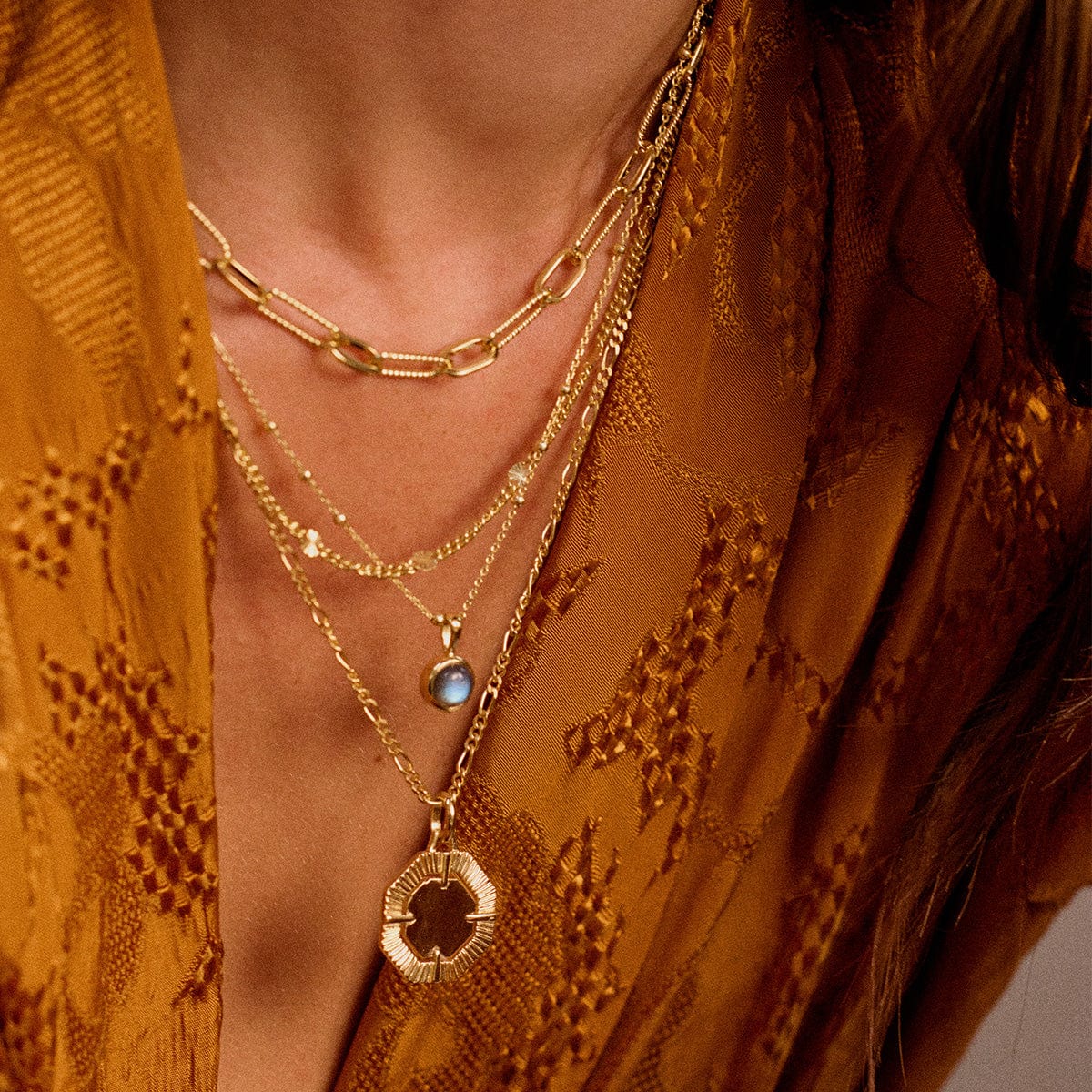 Labradorite Healing Stone Necklace 18ct Gold Plate