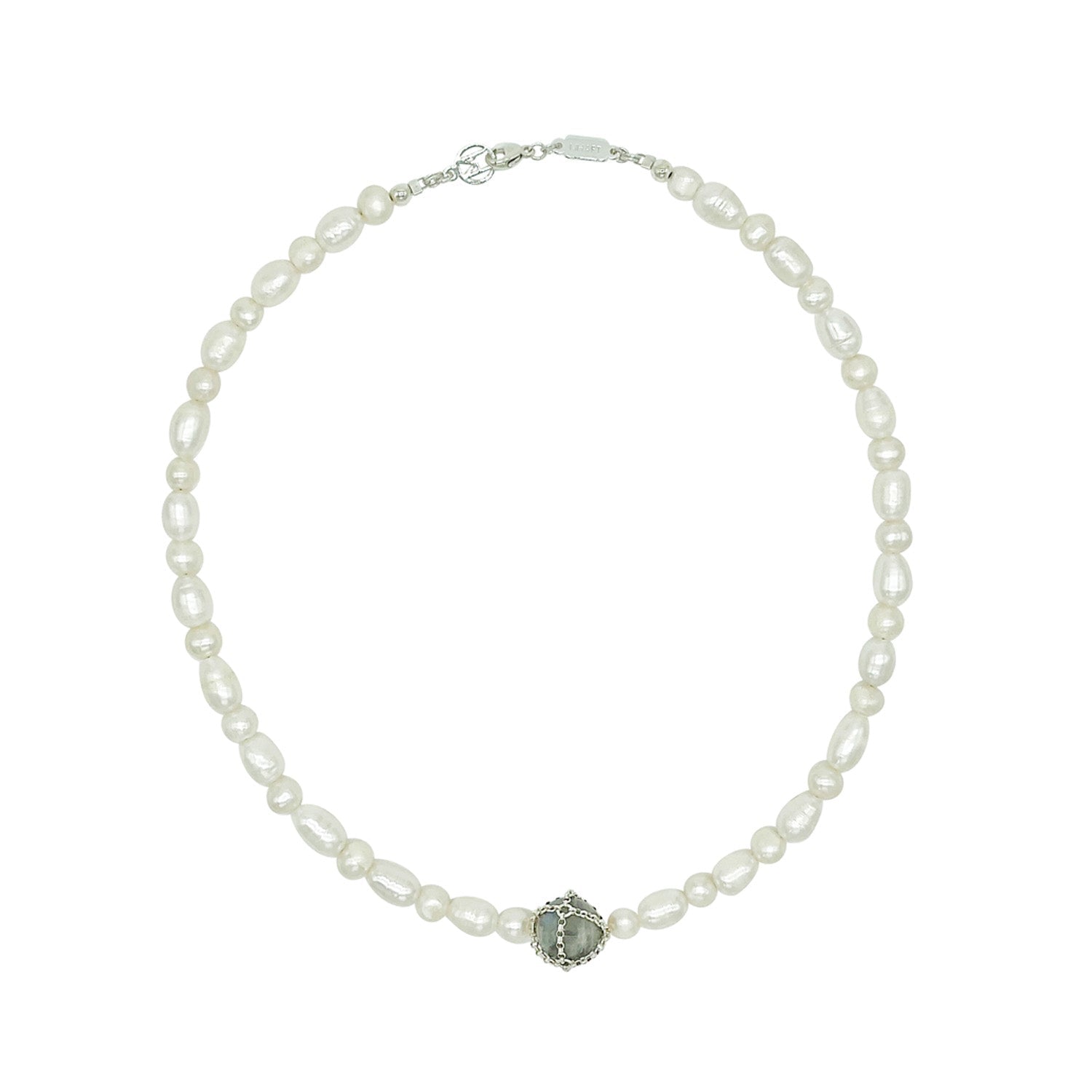 Labradorite + Pearl Choker