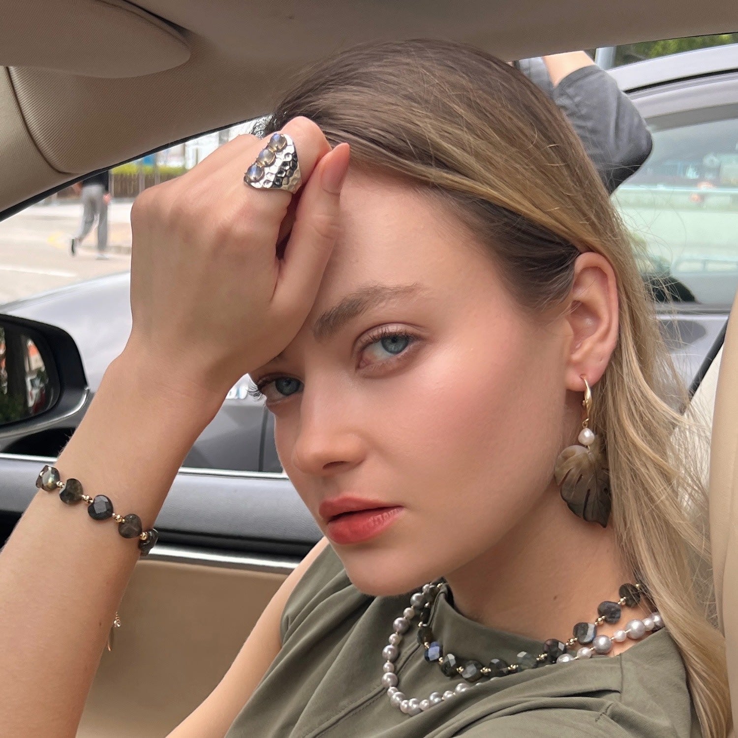 Heart Shaped Labradorite Adjustable Bracelet