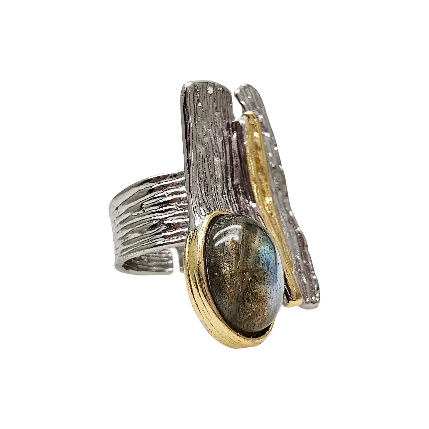 Labradorite Stone Statement Ring