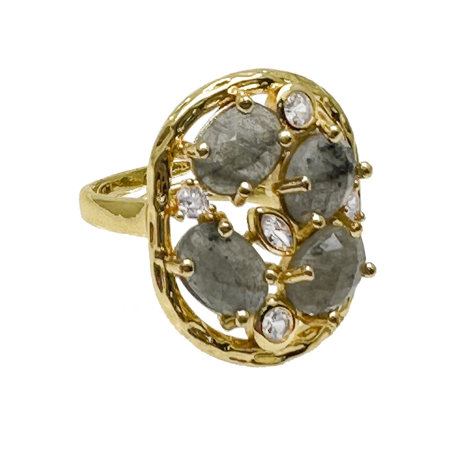 Labradorite Stones Statement Ring