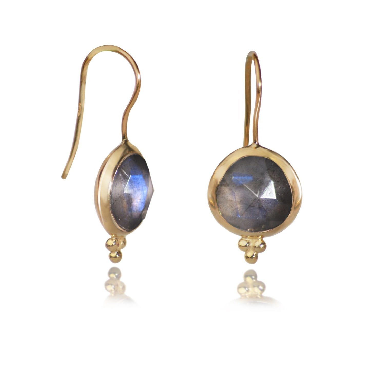 Labradorite ‘You Are Loved’ Hook Earrings In Gold Vermeil