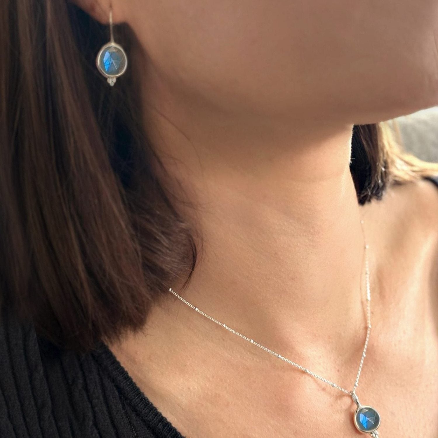 Labradorite ‘You Are Loved’ Hook Earrings In Gold Vermeil