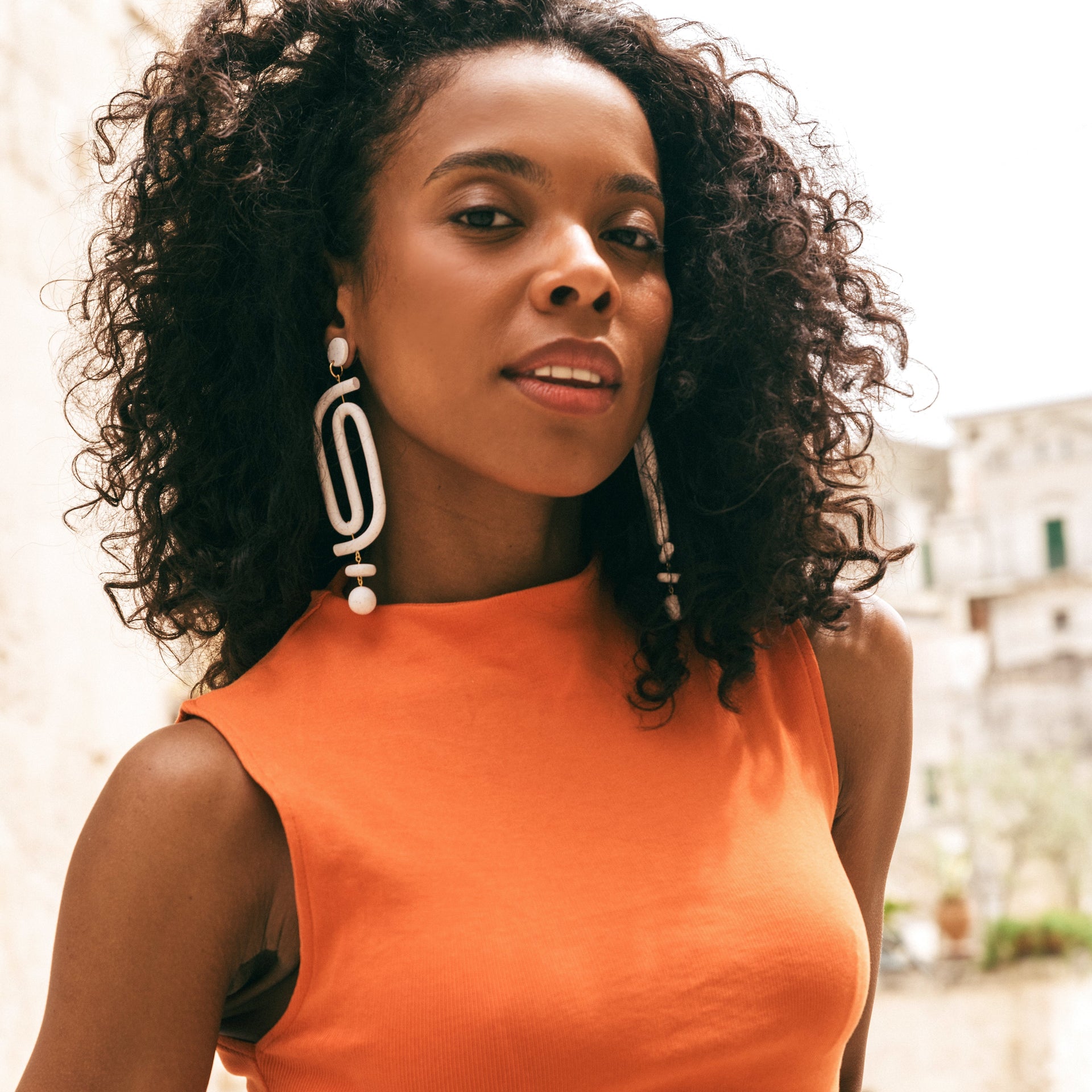 Labyrinth Dangly Statement Earrings In Granite