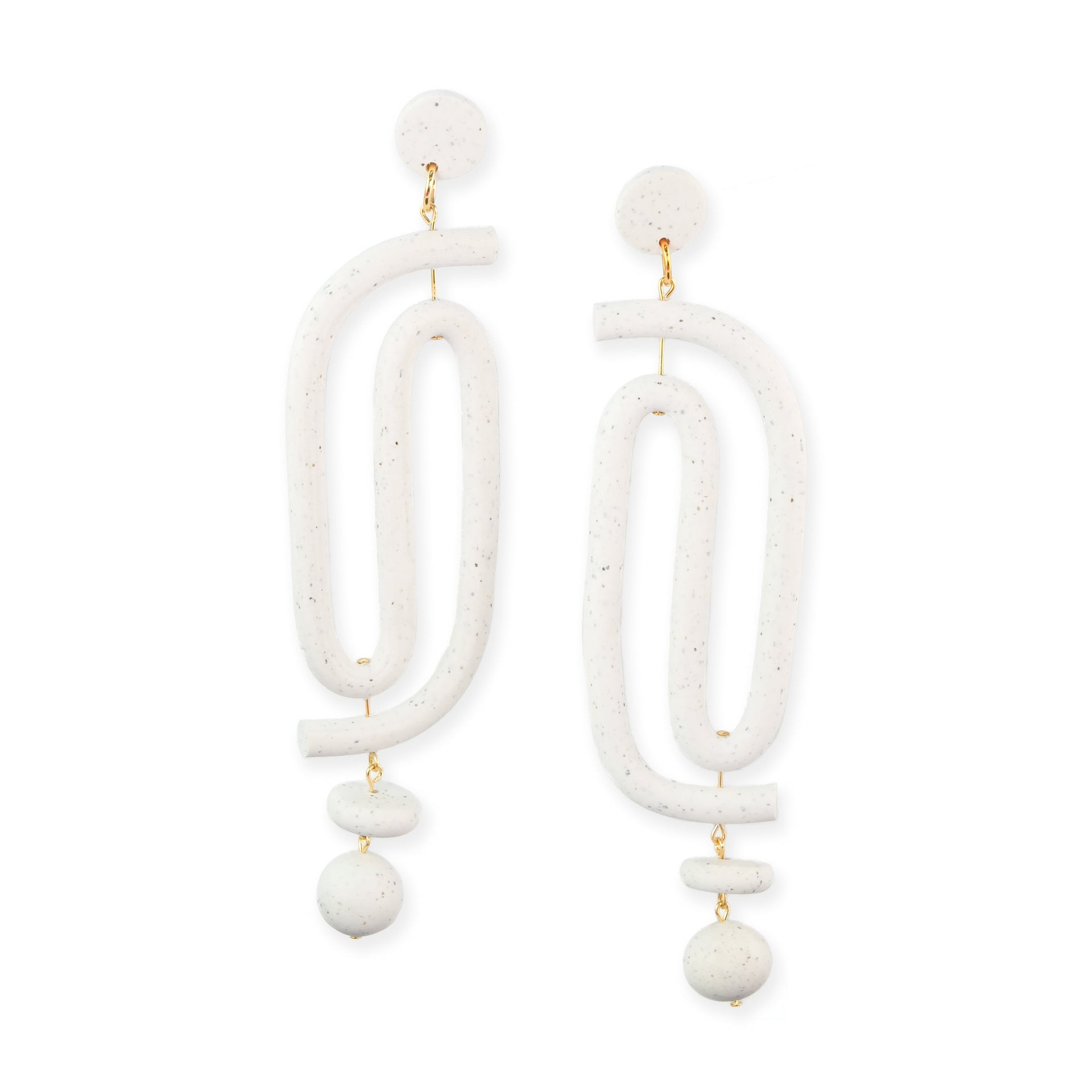 Labyrinth Dangly Statement Earrings In Granite