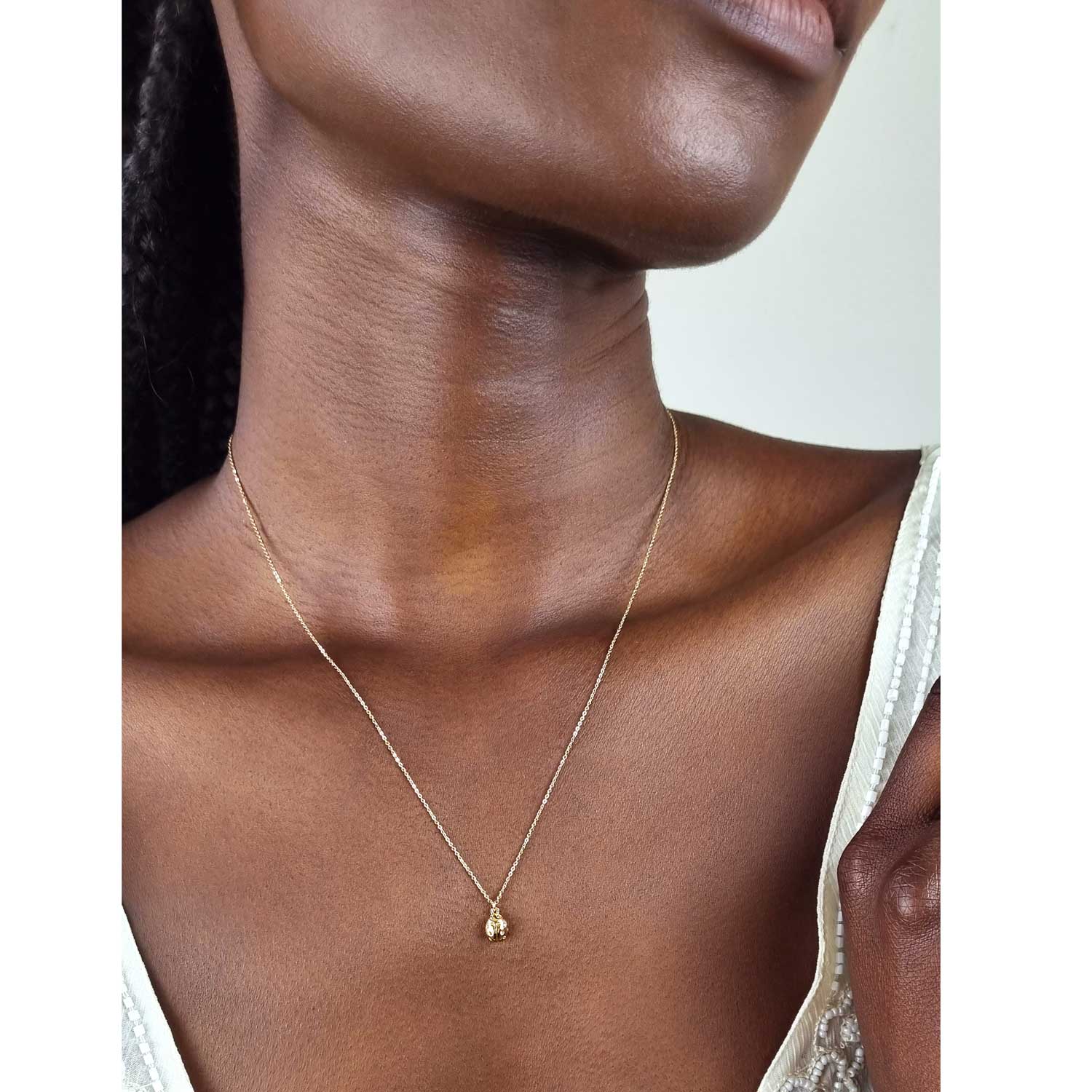 Ladybird Necklace – Rose Gold -Wings Closed