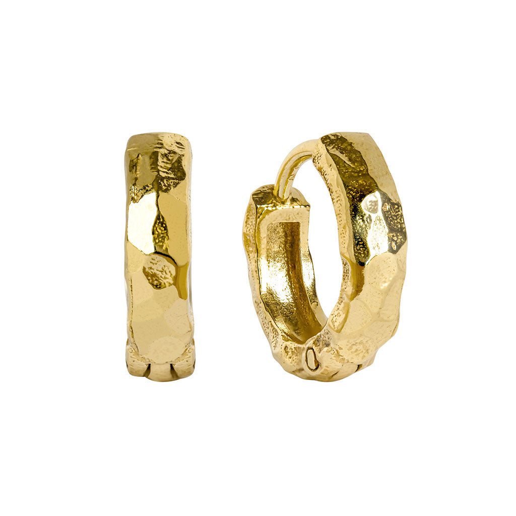 Lakshmi Gold Hammered Huggie Hoop Earrings
