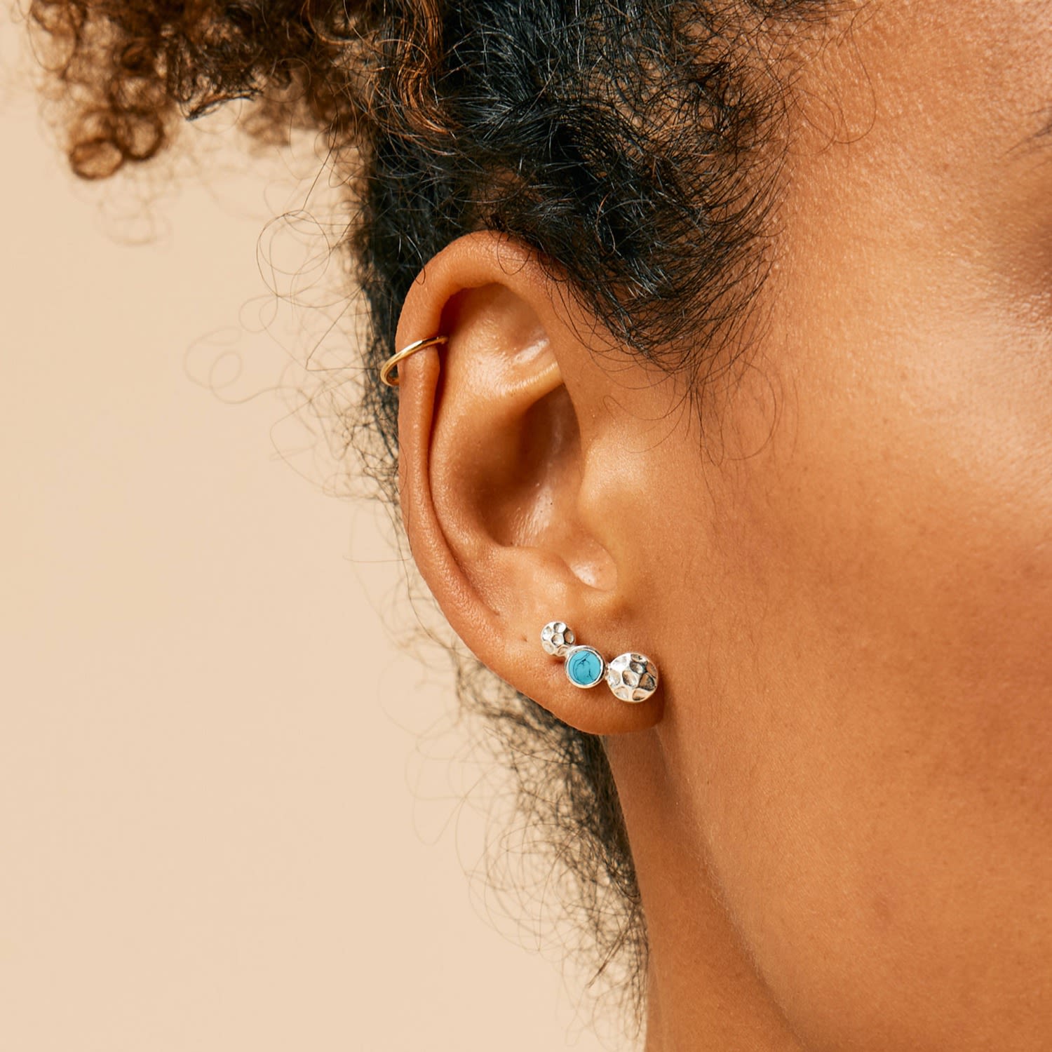 Lakshmi Silver Stud Earrings - Turquoise