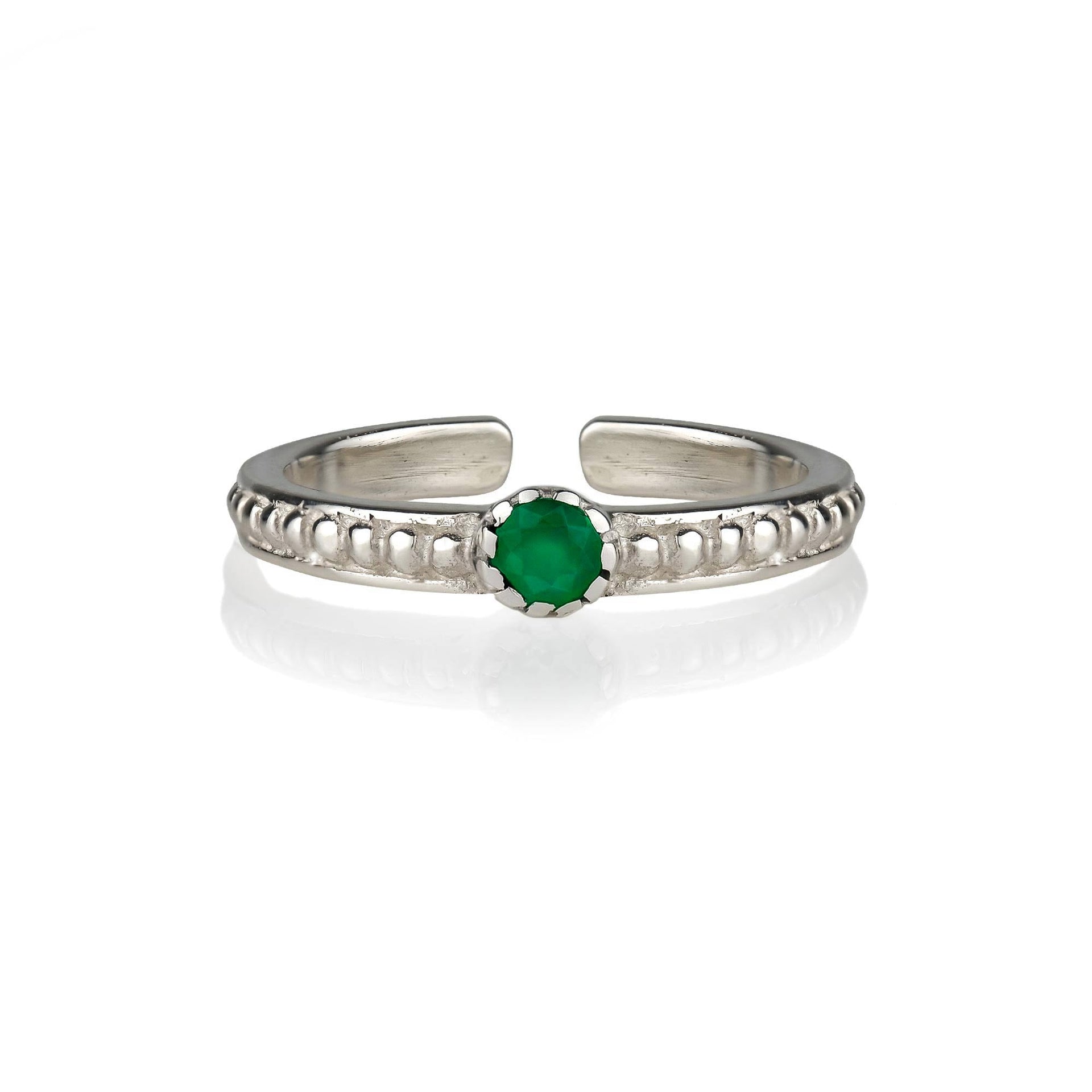 Lalita Silver Midi / Toe Ring - Green Onyx