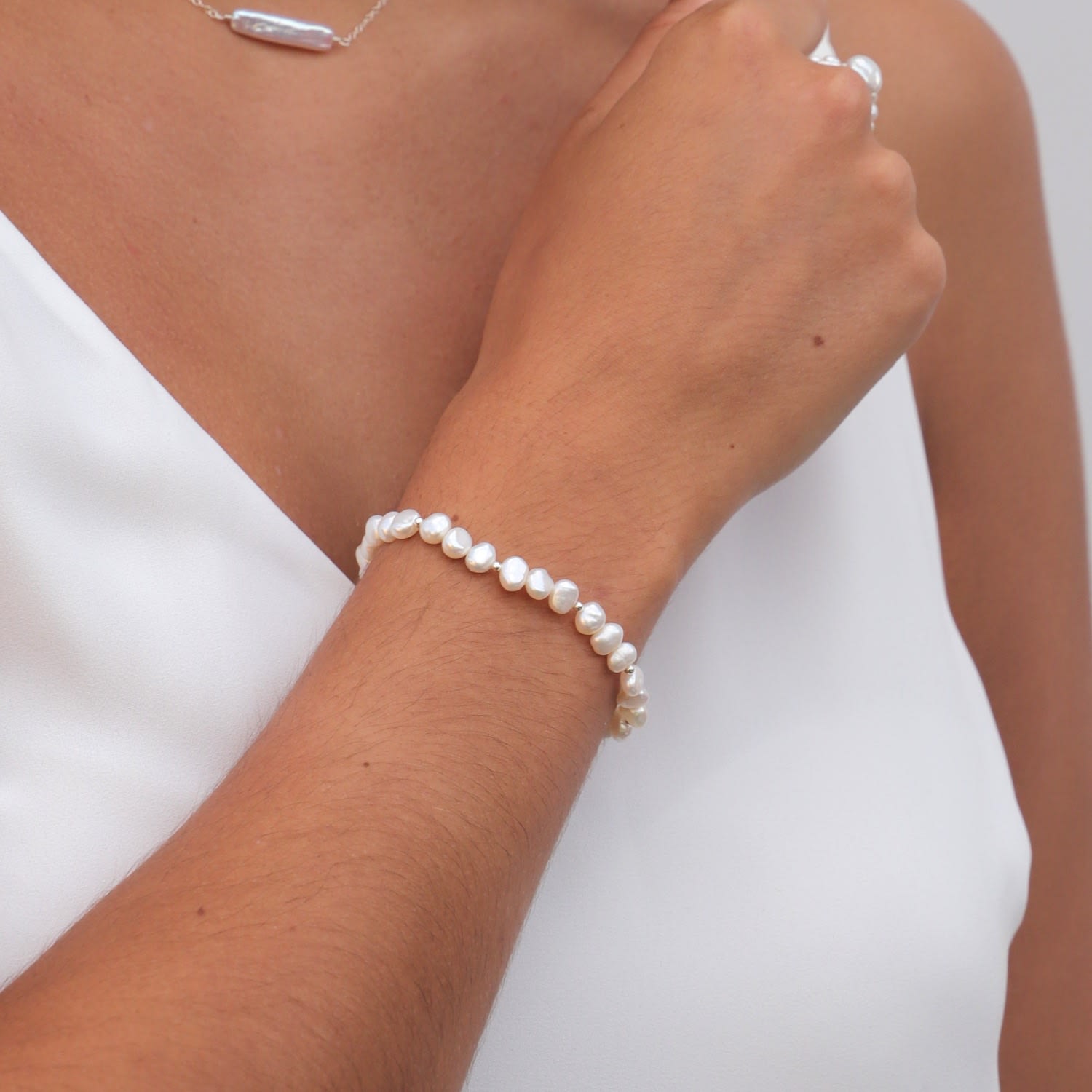 Lana Baroque Pearl Bead Sterling Silver Bracelet