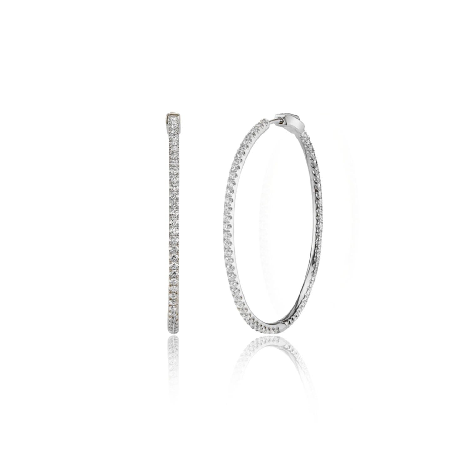 Lana Zirconia Stone Minimalist Hoop Earrings - Silver