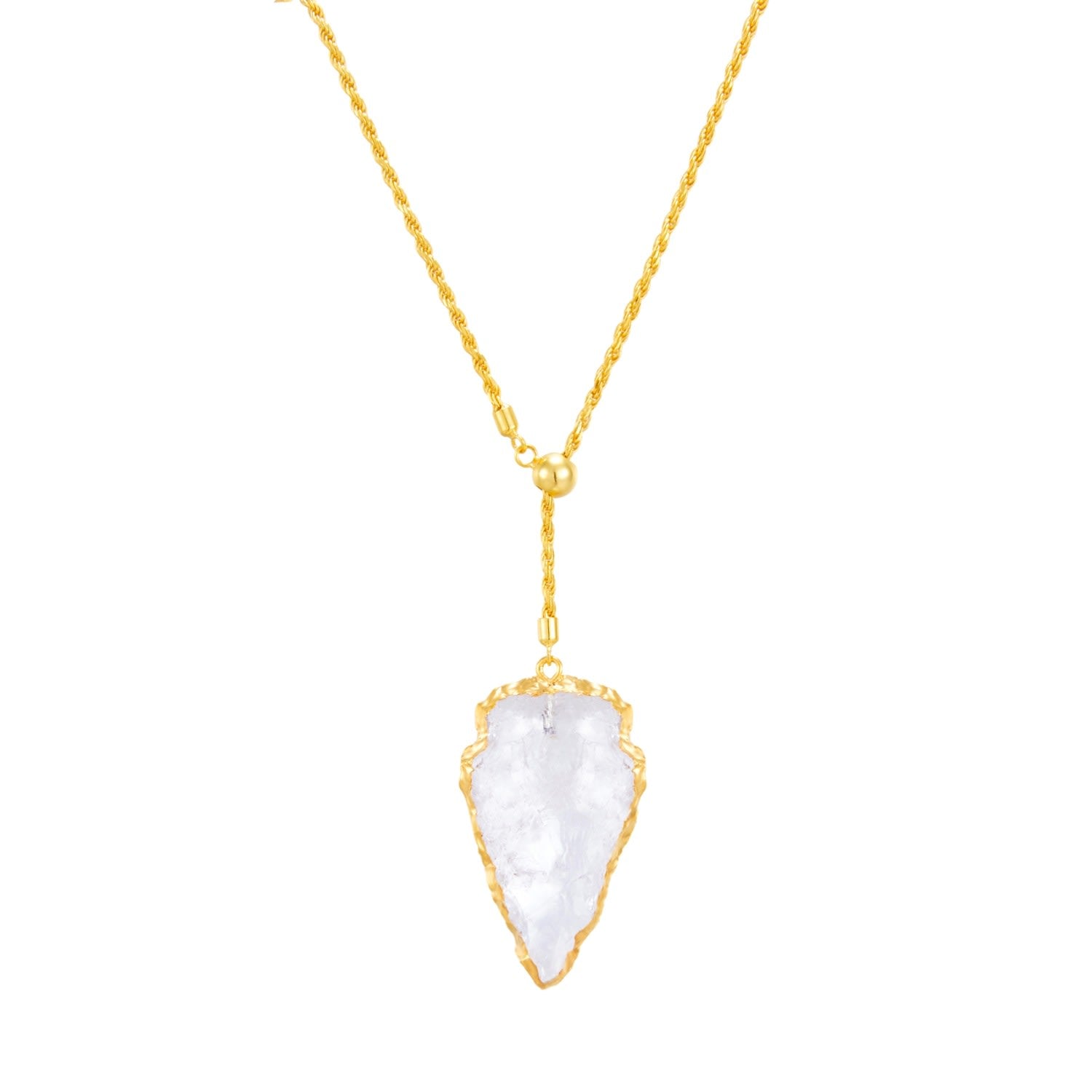 Natural White Crystal 18K Gold Plated Necklace Small