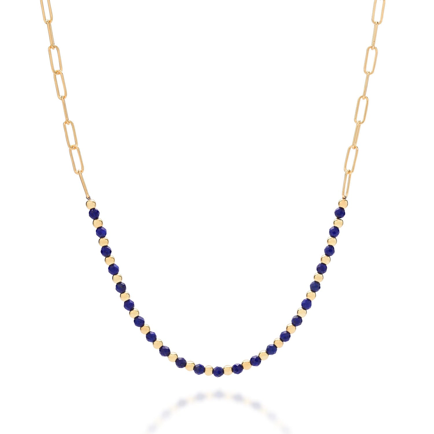 Lapis Gem Shine Necklace Gold Plated Sterling Silver