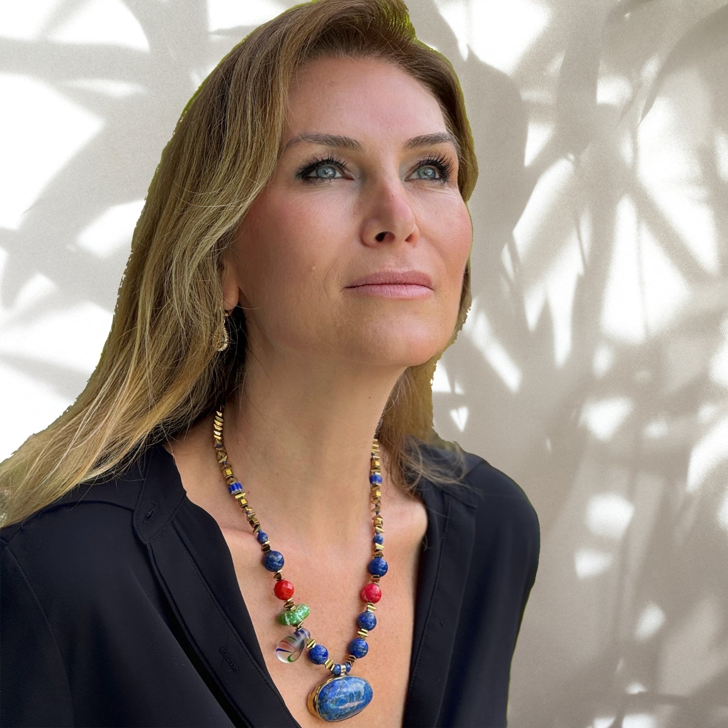 Peace & Harmony Lapis Lazuli Pendant Unique Beaded Necklace - Blue