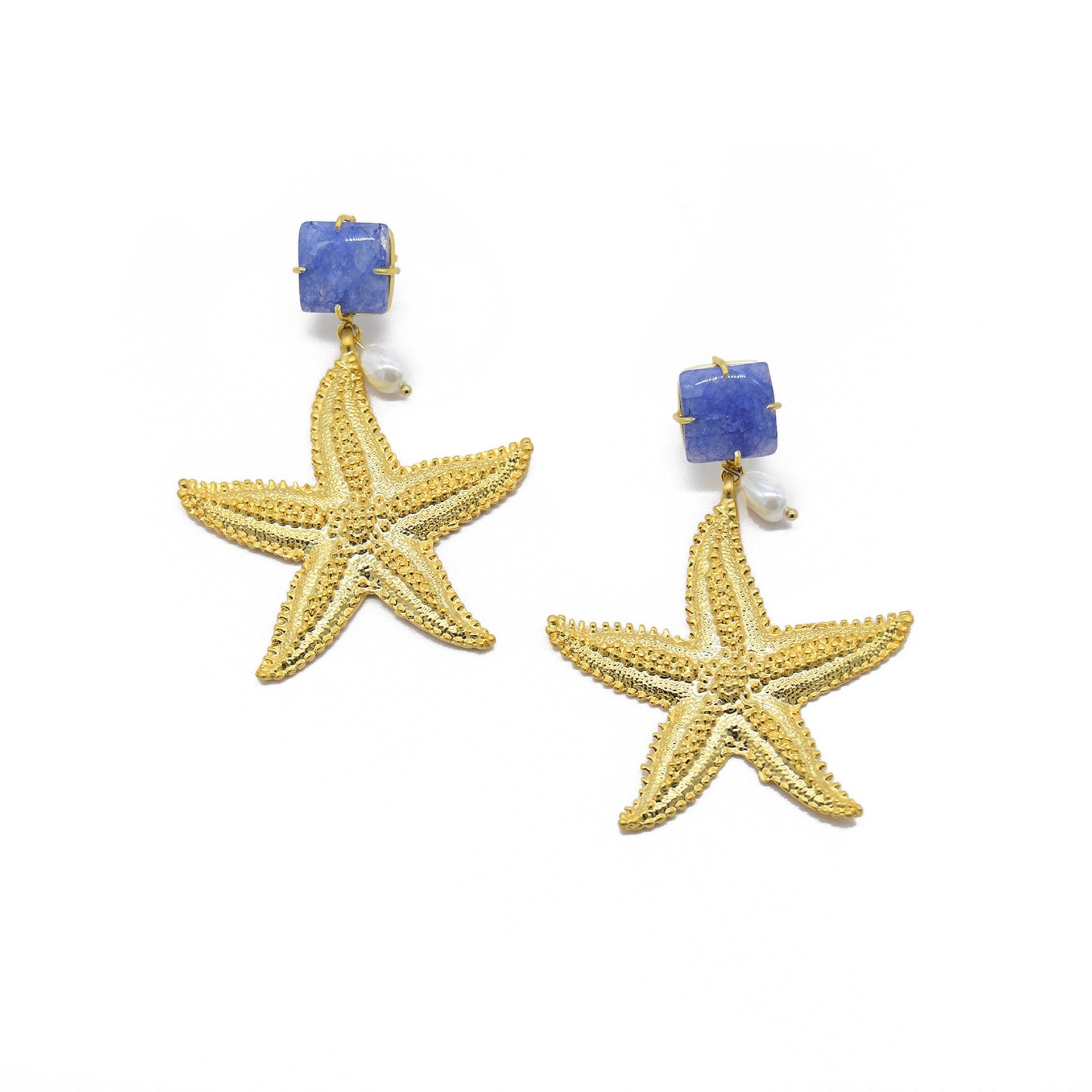 Lapis Lazuli Starfish Handmade Drop Earring