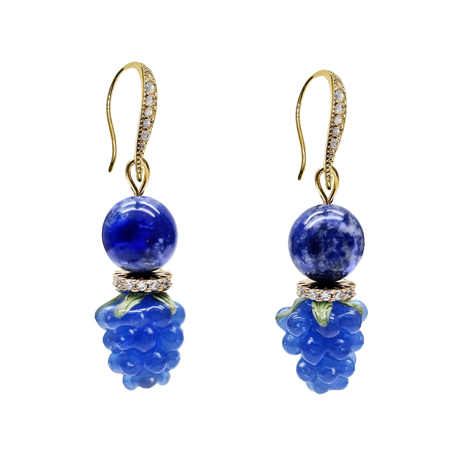 Lapis Lazuli With Blue Raspberry Earrings