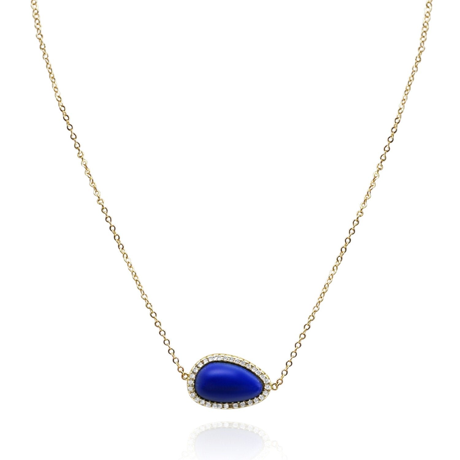 Lapis Pendant With Sterling Silver Vermeil And Cubic Zirconia