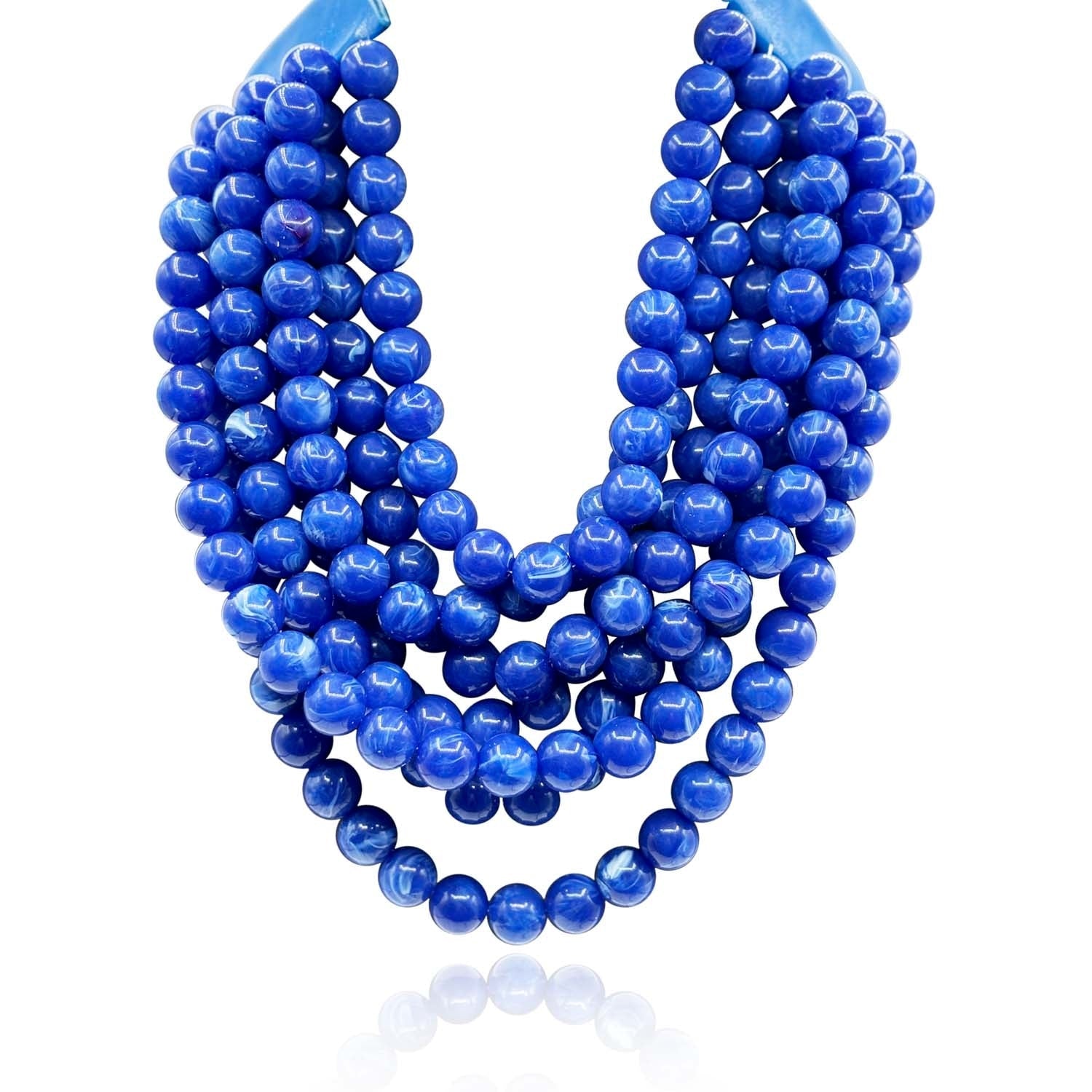 Lapis Resin Multi Strand Necklace With Vegan Adjustable Clasp