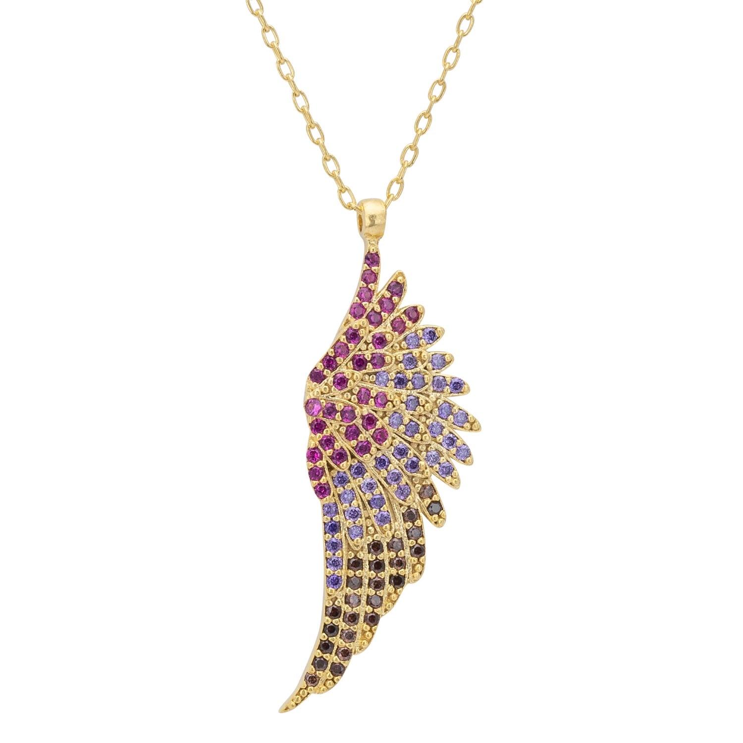 Large Angel Wing Necklace Multicoloured Gold