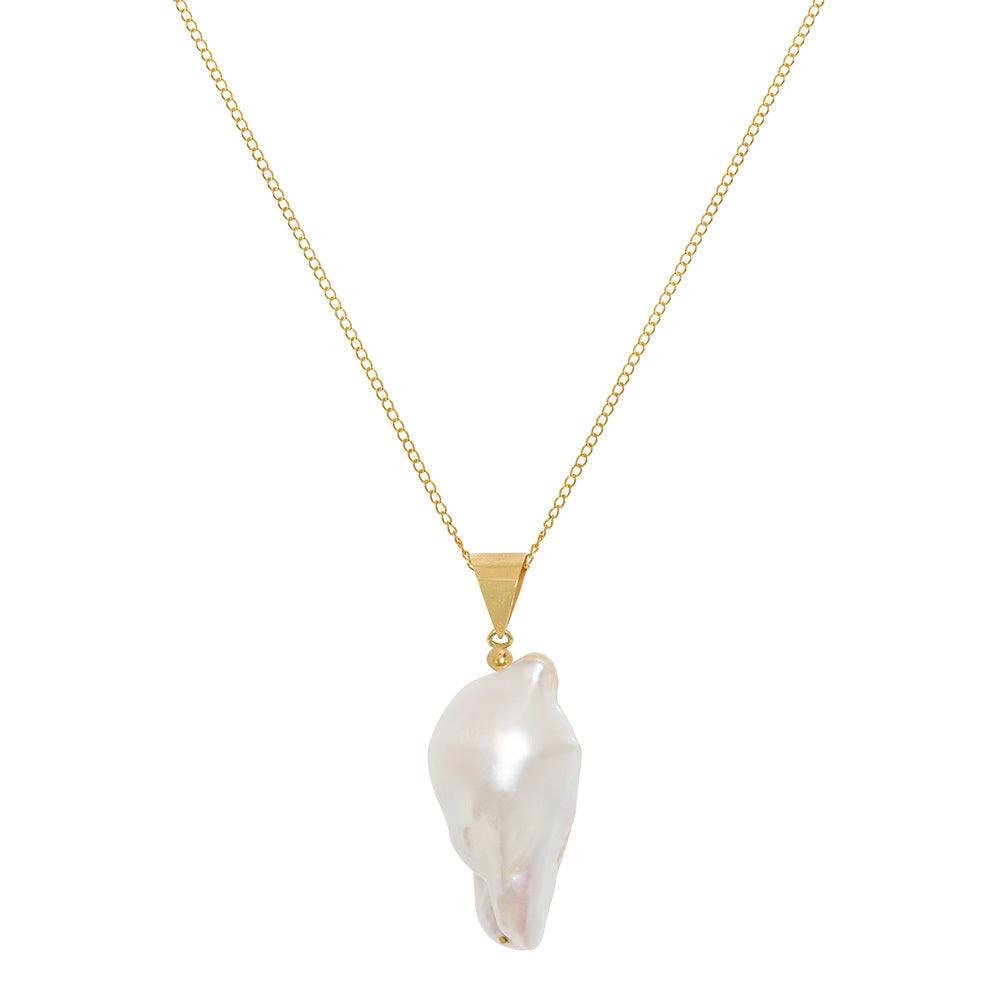 Large Baroque Pearl 22Ct Gold Vermeil Necklace