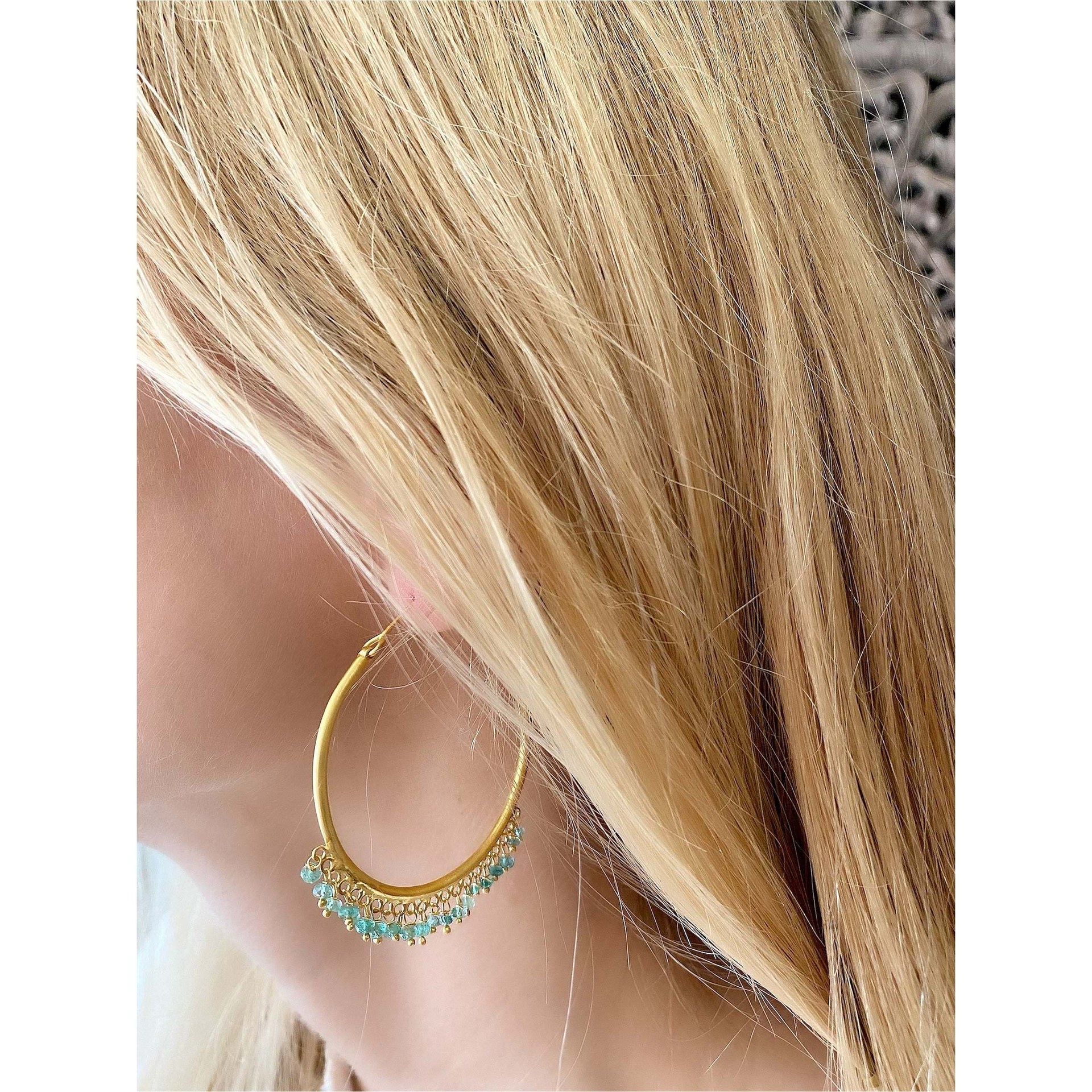 Large Cascade Hoops - Faceted Emeralds