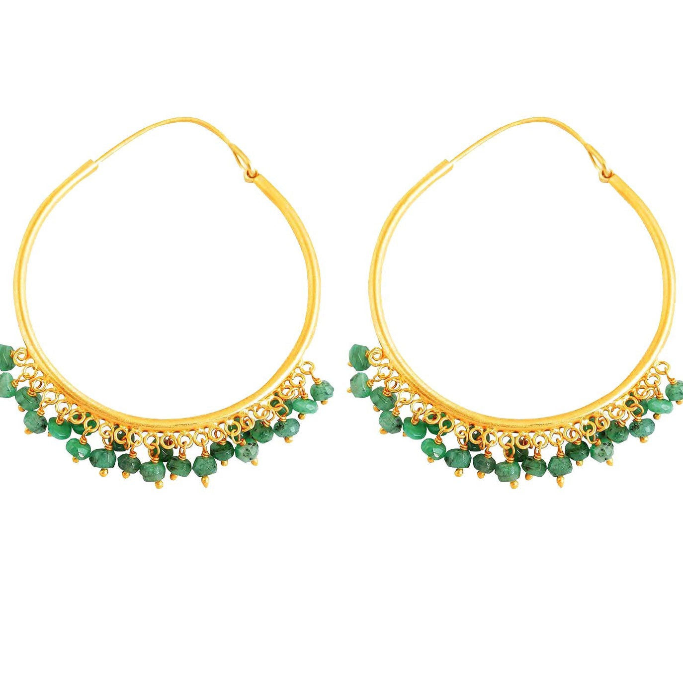 Large Cascade Hoops - Faceted Emeralds