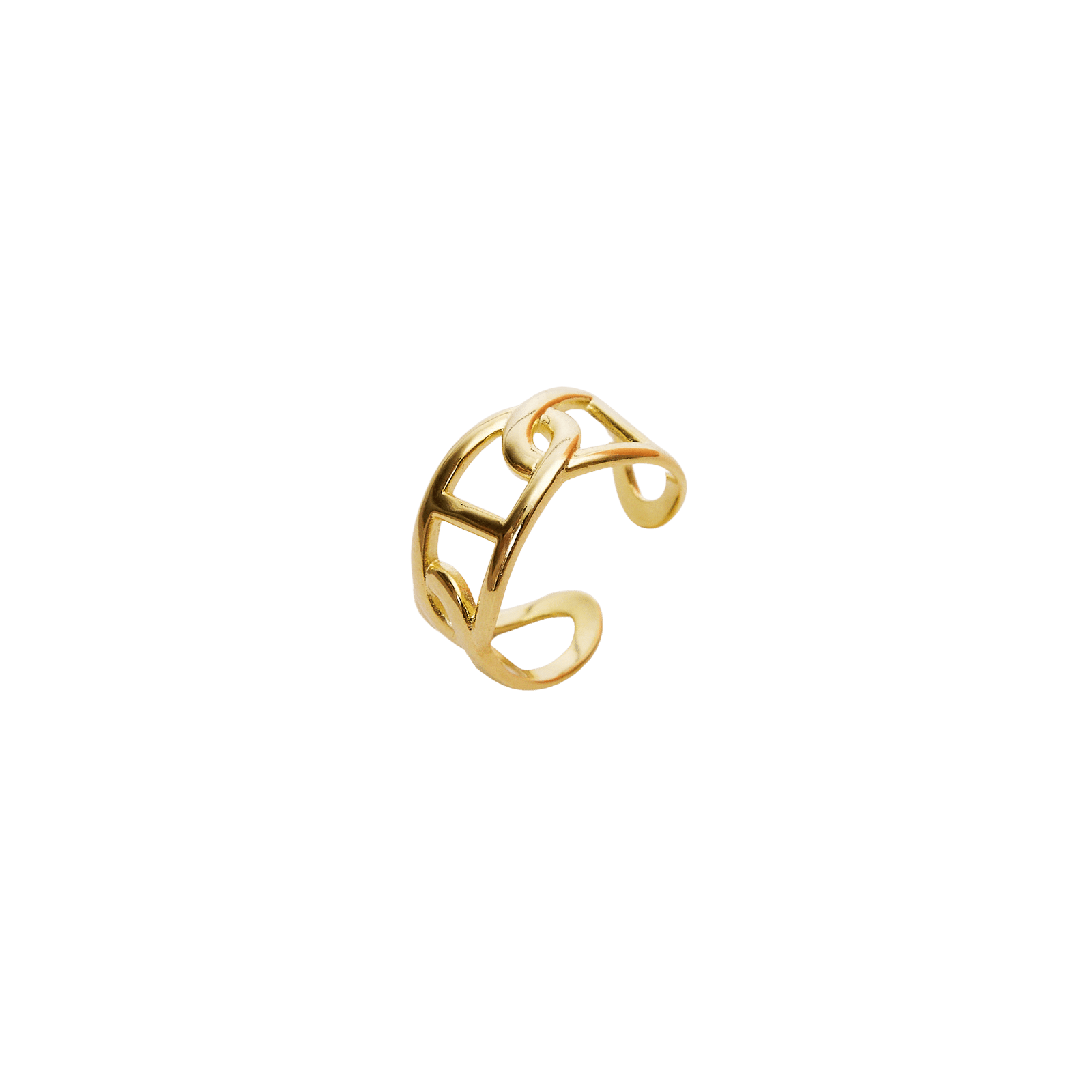 Large Chain Ring Sterling Silver - Gold