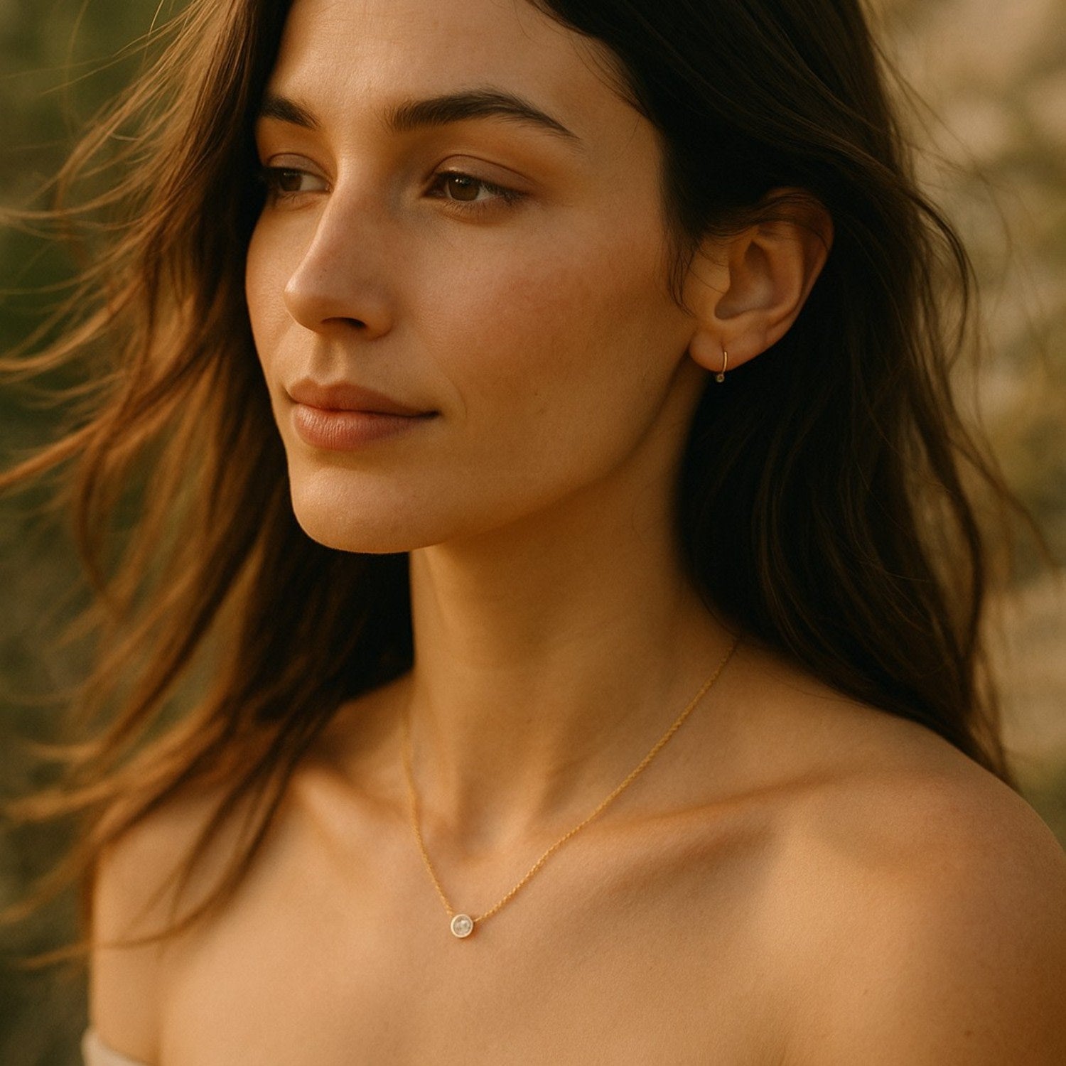 Large Diamond Solitaire Necklace Set On The Chain