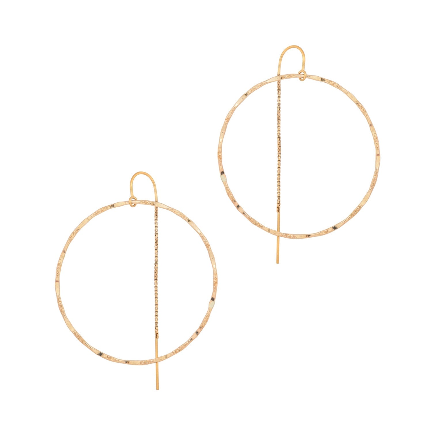 Large Filigree Hoop Threader Earrings - Goldfilled