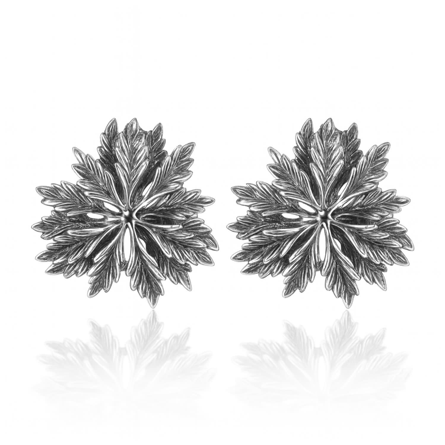Large Floral Earrings In Sterling Silver – Botanical Vintage Elegance – Jewellery For Women