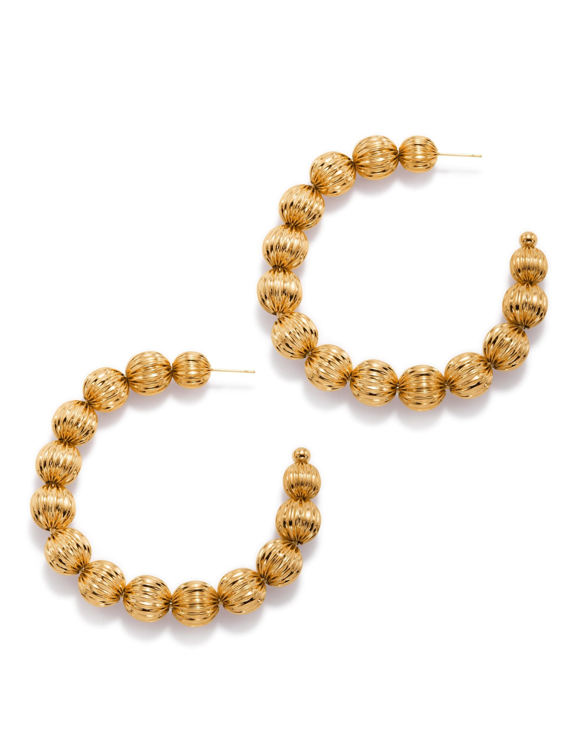 Large Gold Lantern Hoop Post Earrings