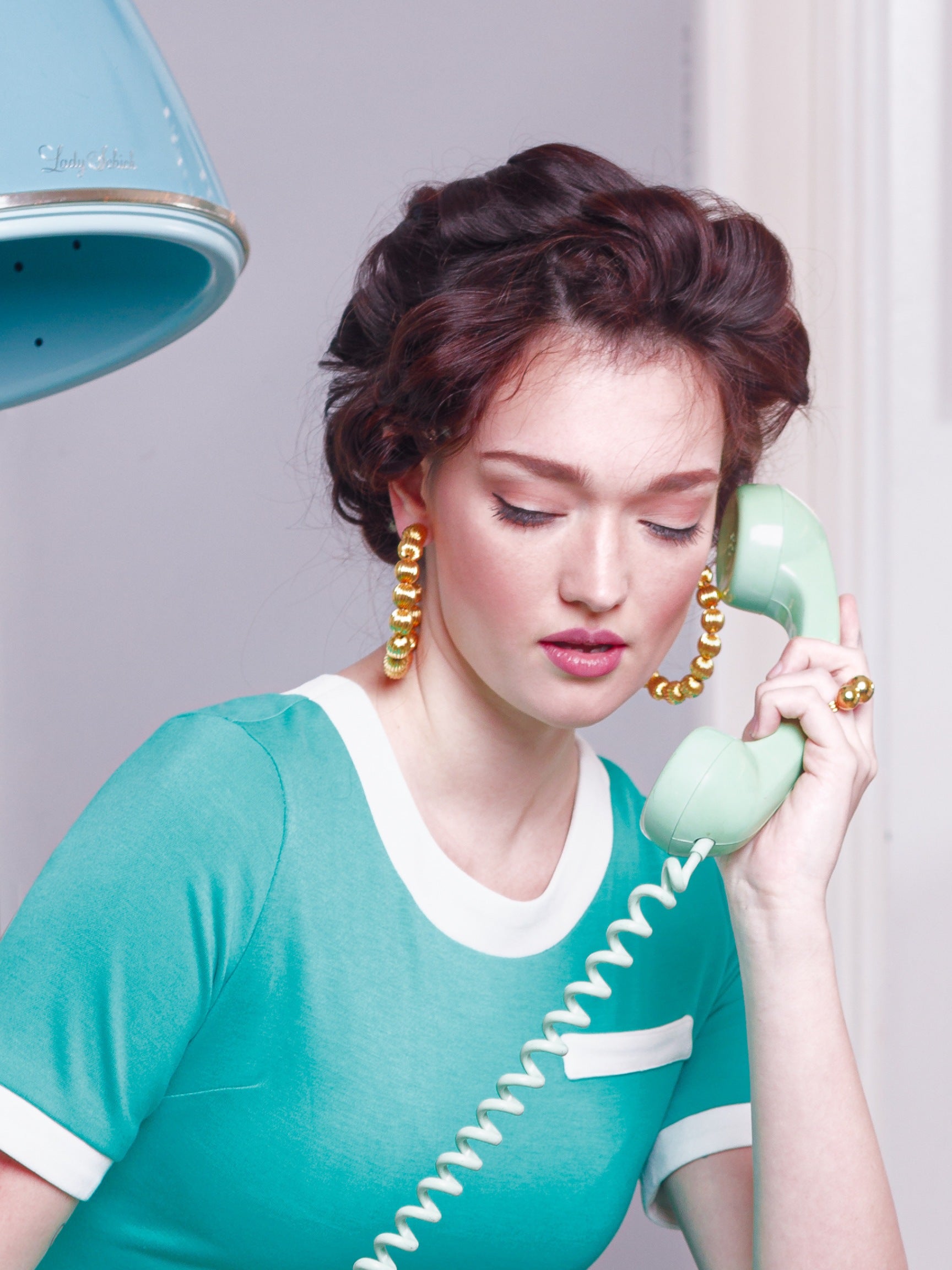 Large Gold Lantern Hoop Post Earrings