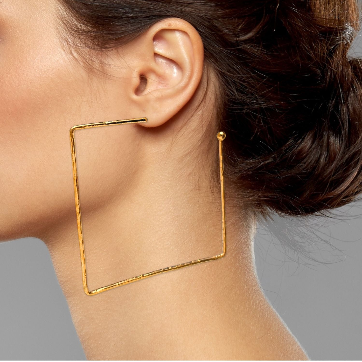 Large Gold Squaretastic Hoop Post Earrings