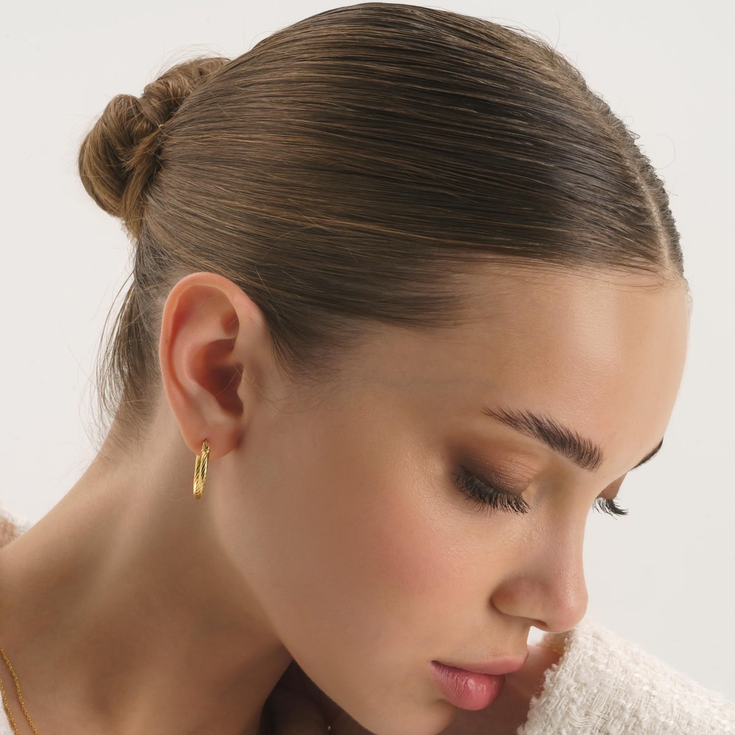 Small Gold Twist Huggie Hoop Earrings