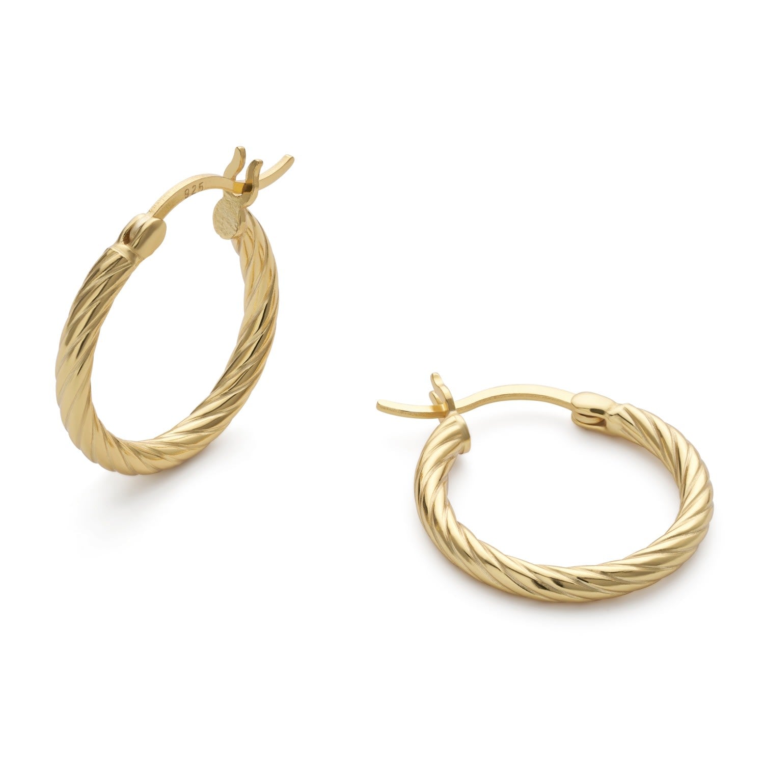 Large Gold Twist Huggie Hoop Earrings