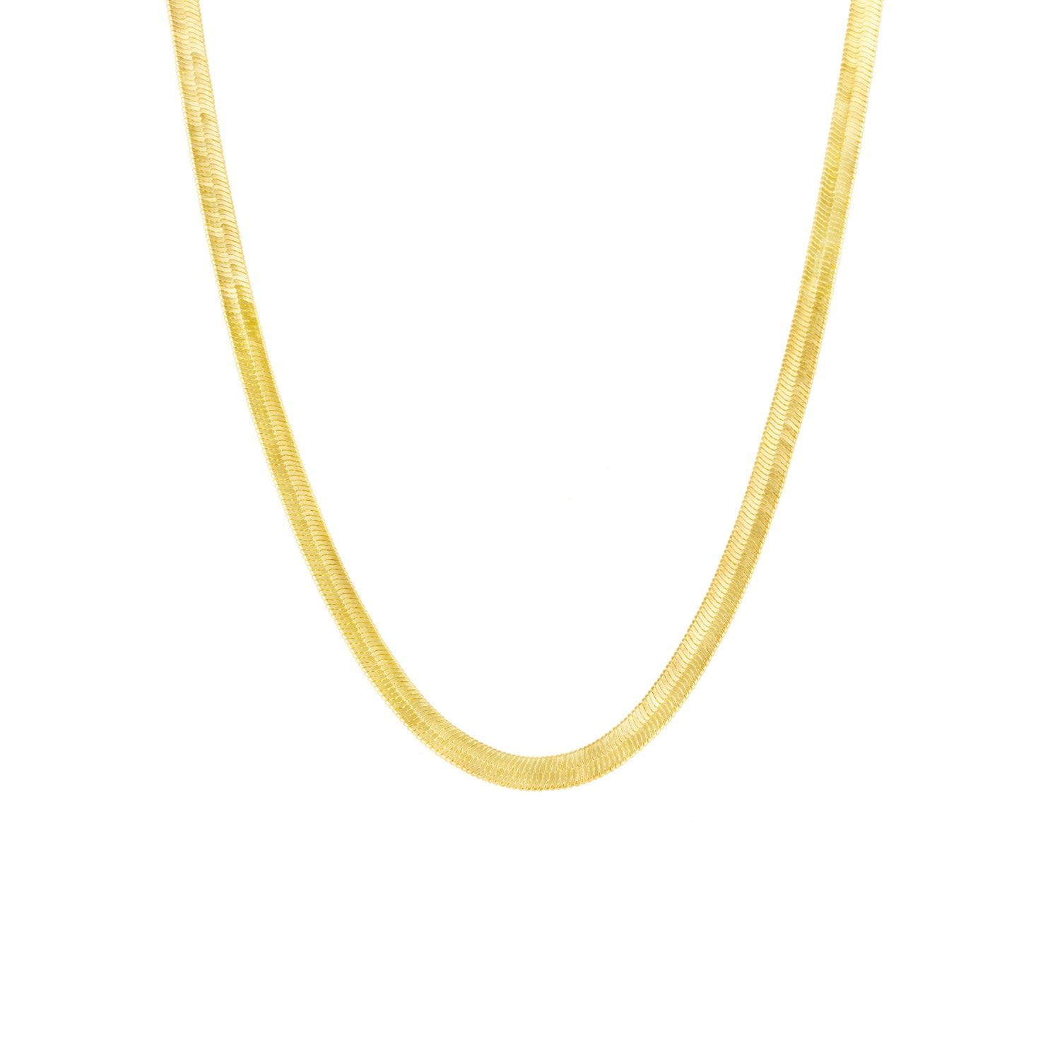 Large Herringbone Sterling Silver Flat Snake Chain - Gold