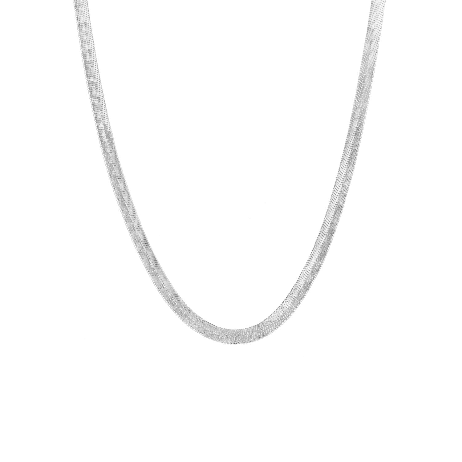Large Herringbone Sterling Silver Flat Snake Chain - Silver