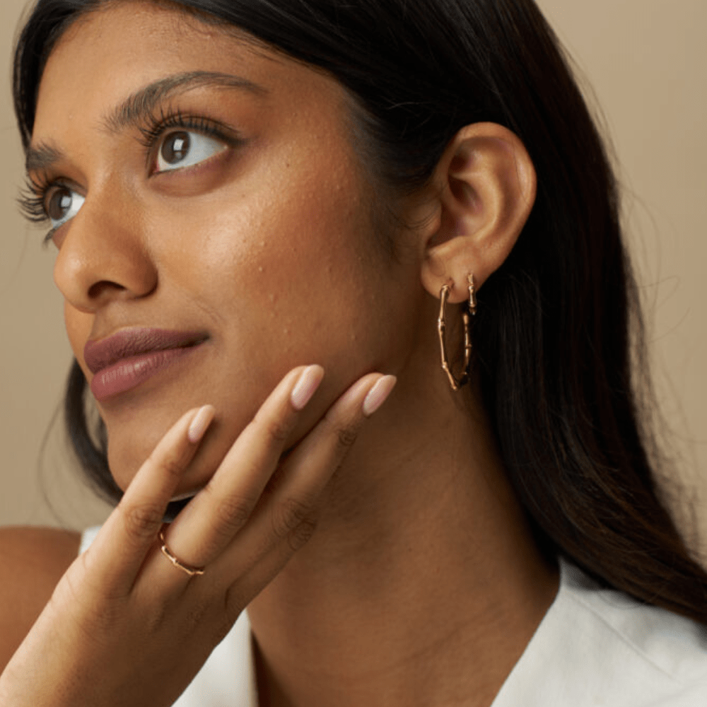 LUXE Polished Bamboo Large Hoop Earrings