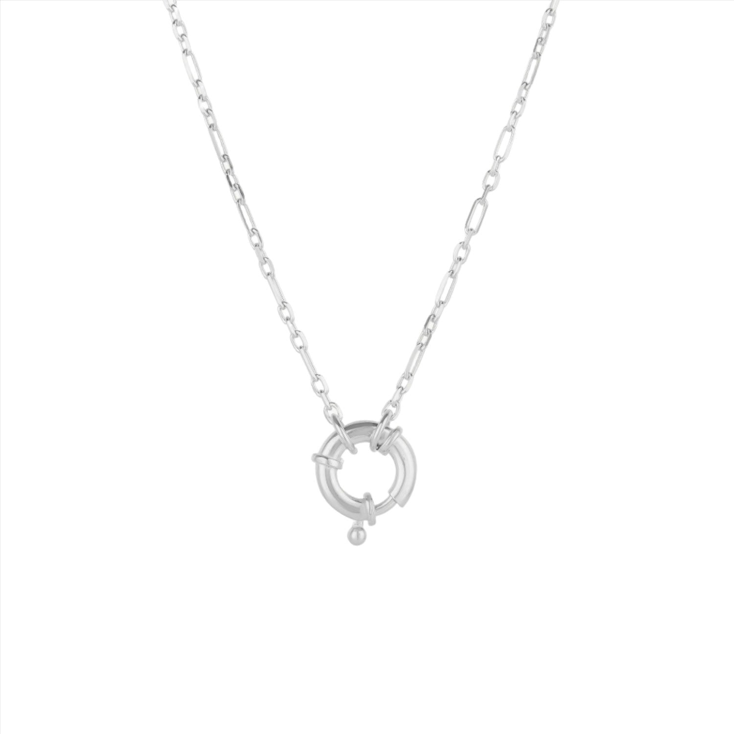 Large Lock Sterling Silver Chain Necklace - Silver