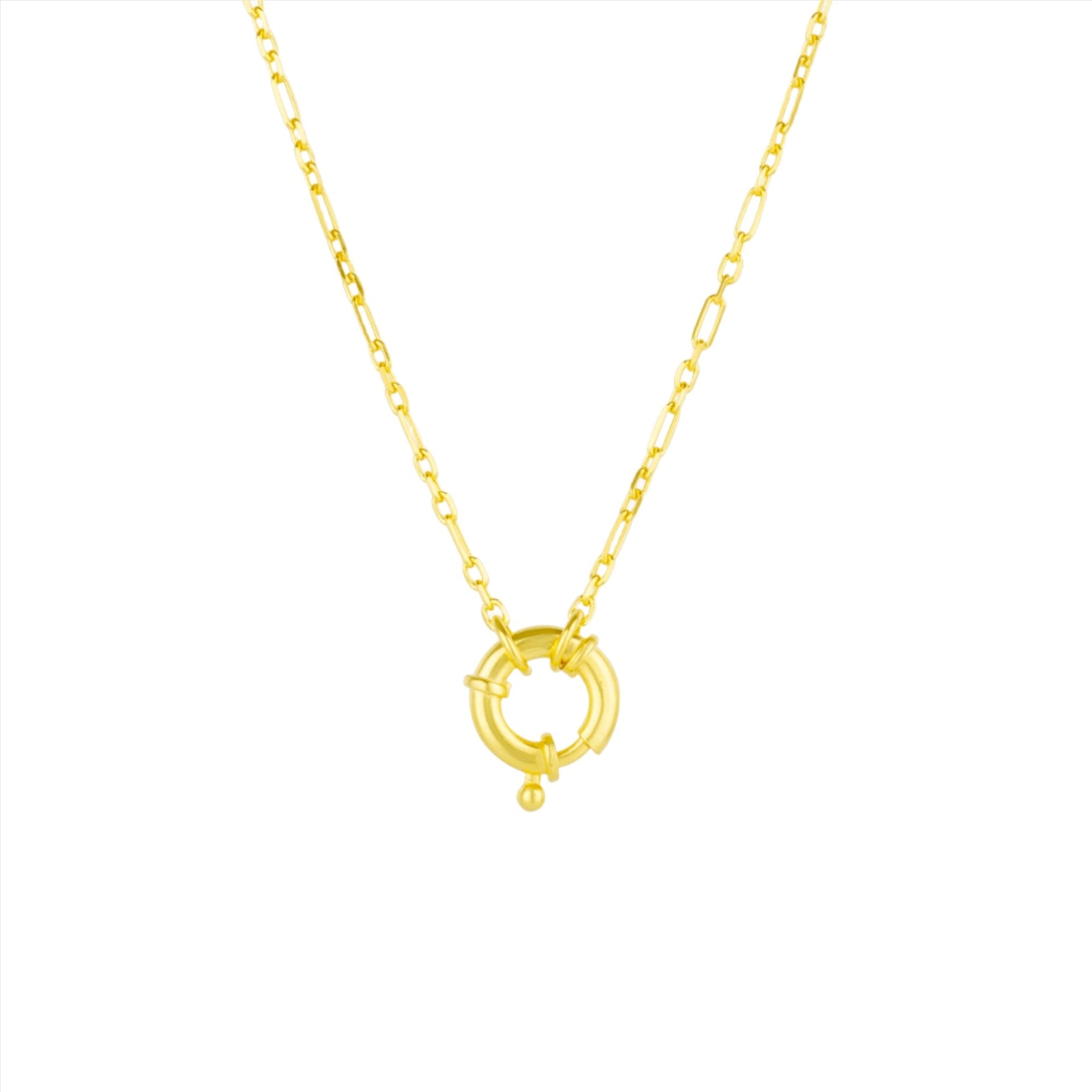 Large Lock Sterling Silver Chain Necklace - Gold