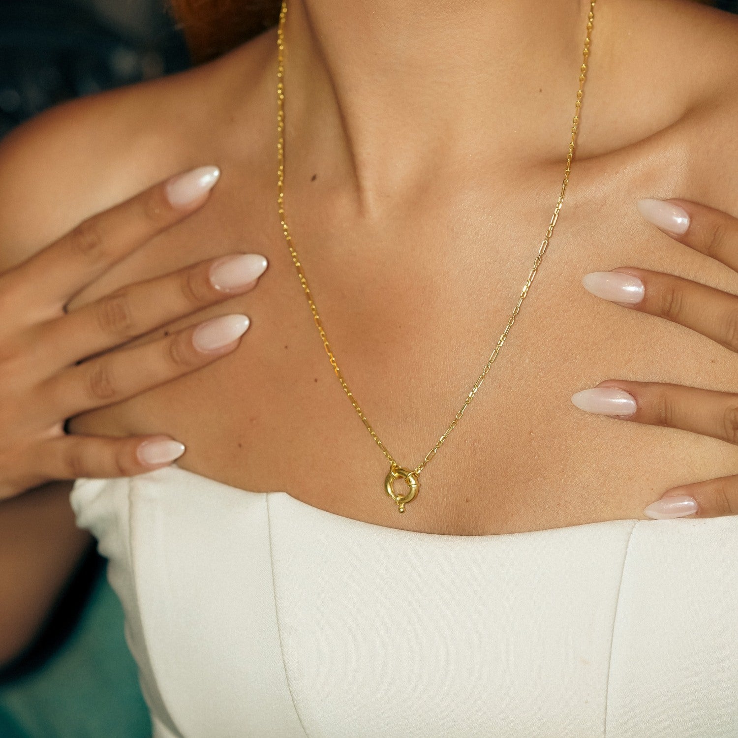 Large Lock Sterling Silver Chain Necklace - Gold