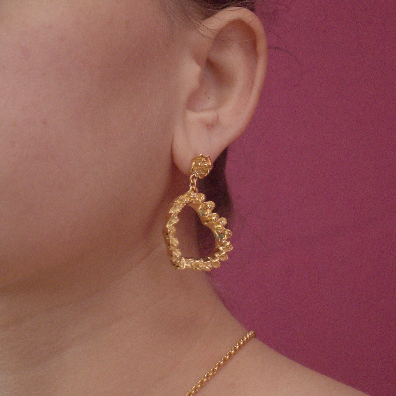 Love Earrings Pendants In Gold-Plated Sterling Silver.