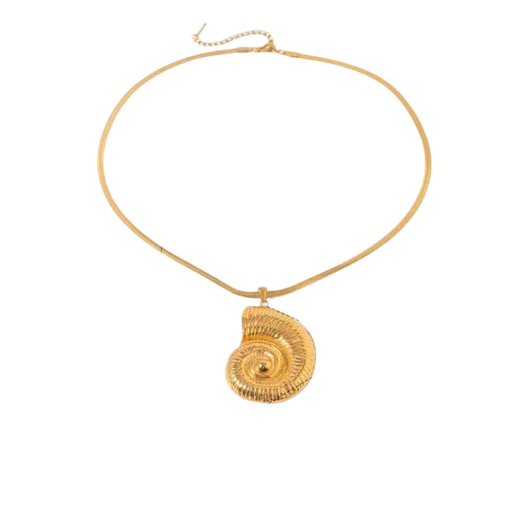 Large Gold Snail Shell Pendant Necklace